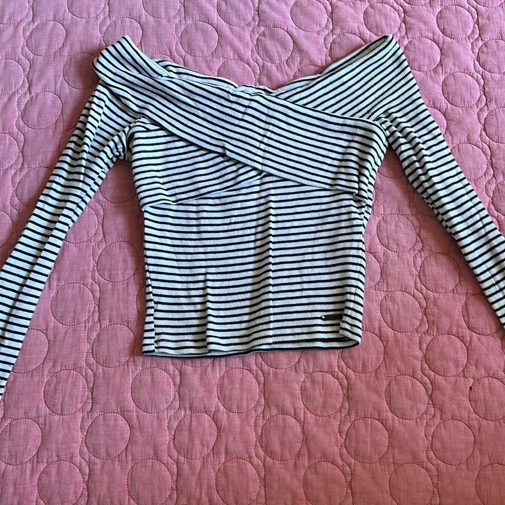 Hollister striped off the shoulder long sleeve